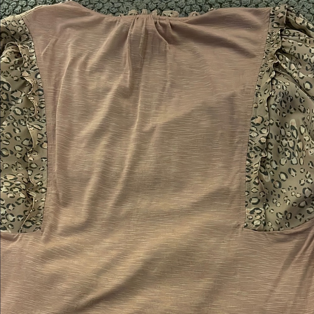 Dolan / Anthropologie Leopard-Print Long Sleeve Tie-Neck Blouse in Mauve - Picture 5 of 5